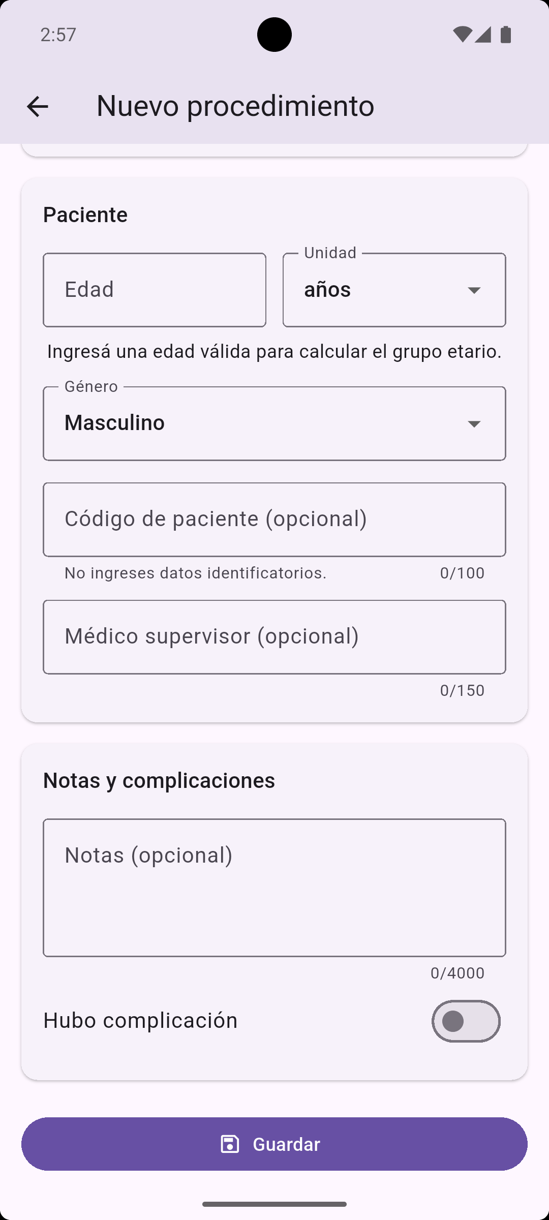 Notas y complicaciones de RESIDENT